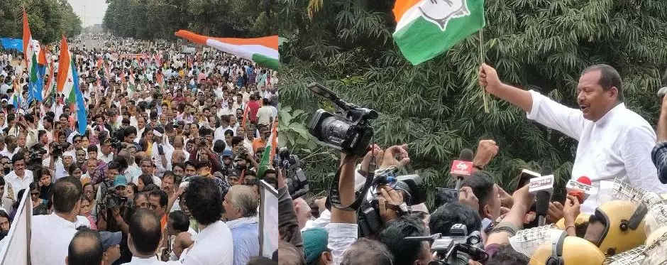 Congress leaders clash with Odisha police during protest over farmer’s issue