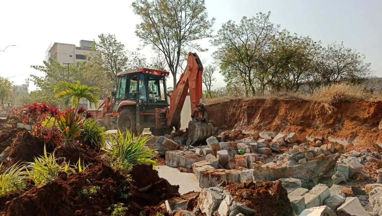 Revenue Official Demolish Road Leading to Malla Reddy Engineering College in Gundla Pochampally