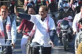 Assam CM Himanta Biswa Sarma Launches ‘Vijay Sankalp Yatra’ With A Mega Cycle Rally In Majuli