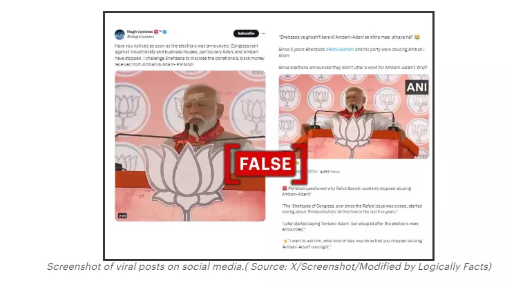 Fact Check: Rahul did not stop mentioning names of Adani, Ambani in his speeches as claimed by Modi