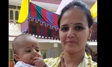 New mother turns up at Secunderabad polling booth with her baby