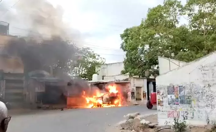 Tensions Rise in AP as YSRCP Activists Set Car on Fire, Vandalize TDP Office