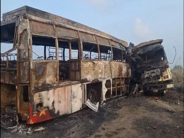 5 killed on spot as Bapatla Hyderabad bus catches fire in Palnadu
