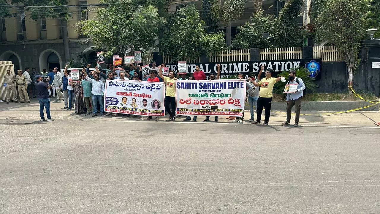 Sahiti victims stage protest at Hyderabad CCS office demanding justice