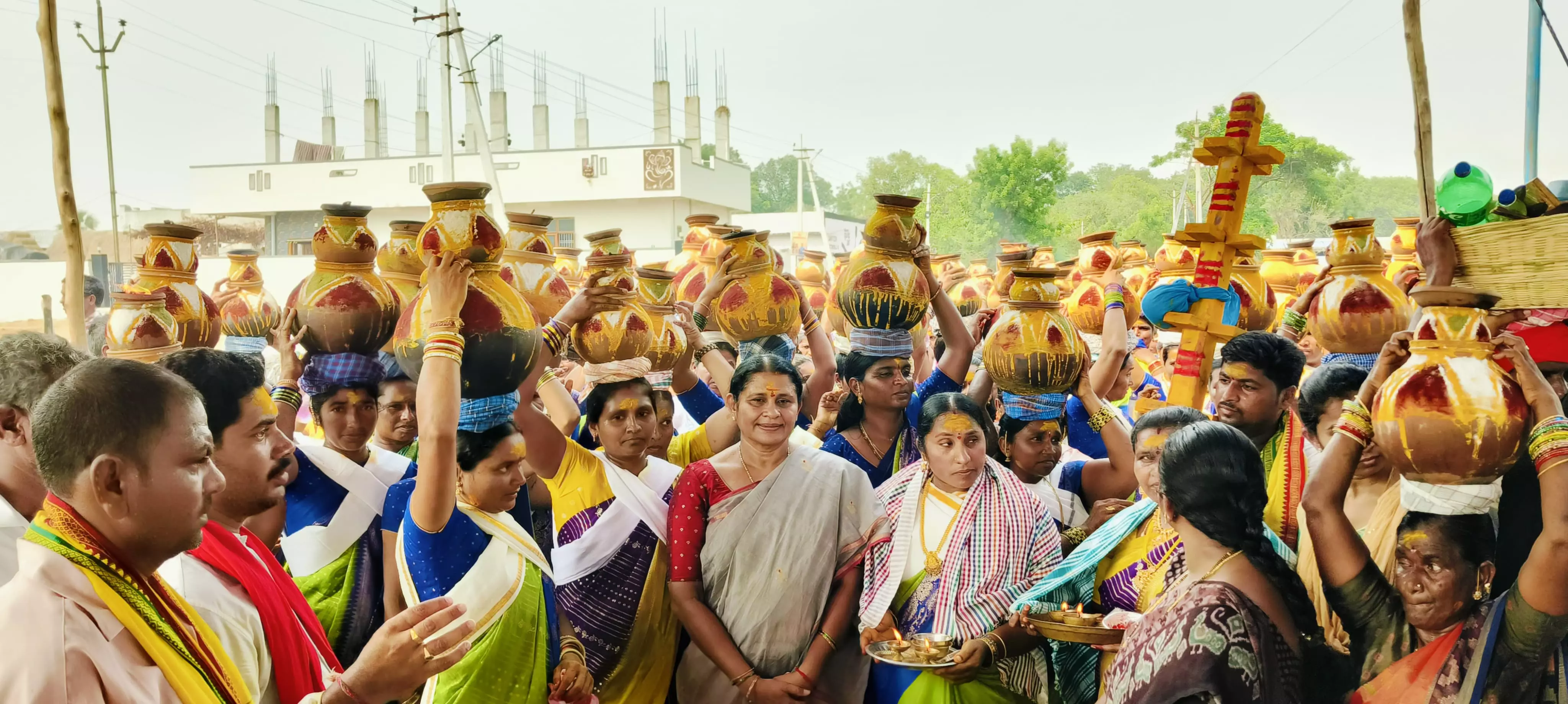 Women Devotees Participate in Traditional Bonalu Festival in Seetharampalli