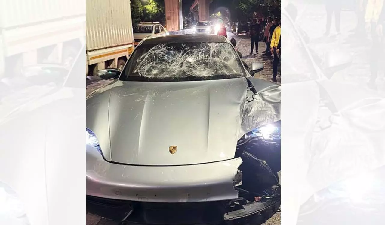 Representatives from Porsche inspect crash-affected car in Pune