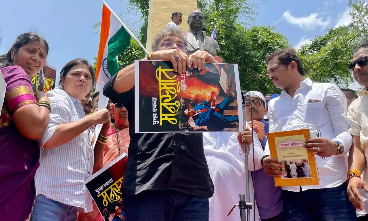 Sharad Pawar Faction MLA Tears Ambedkar’s Photo During Protest