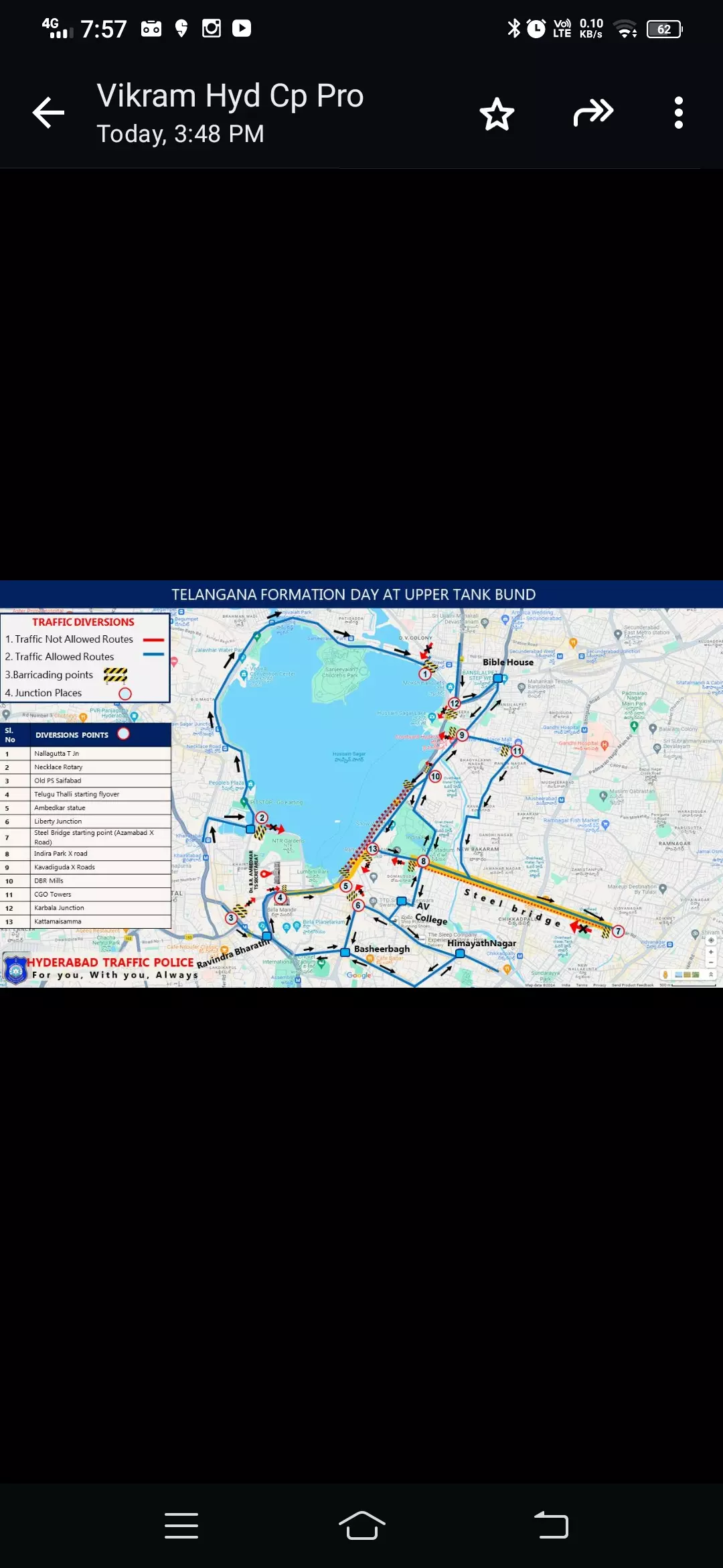 Two-day traffic diversions for Telangana State Formation Day celebrations