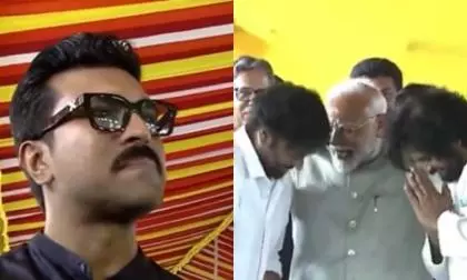 Ram Charan attends Babais swearing-in, Bonds with CBN in AP