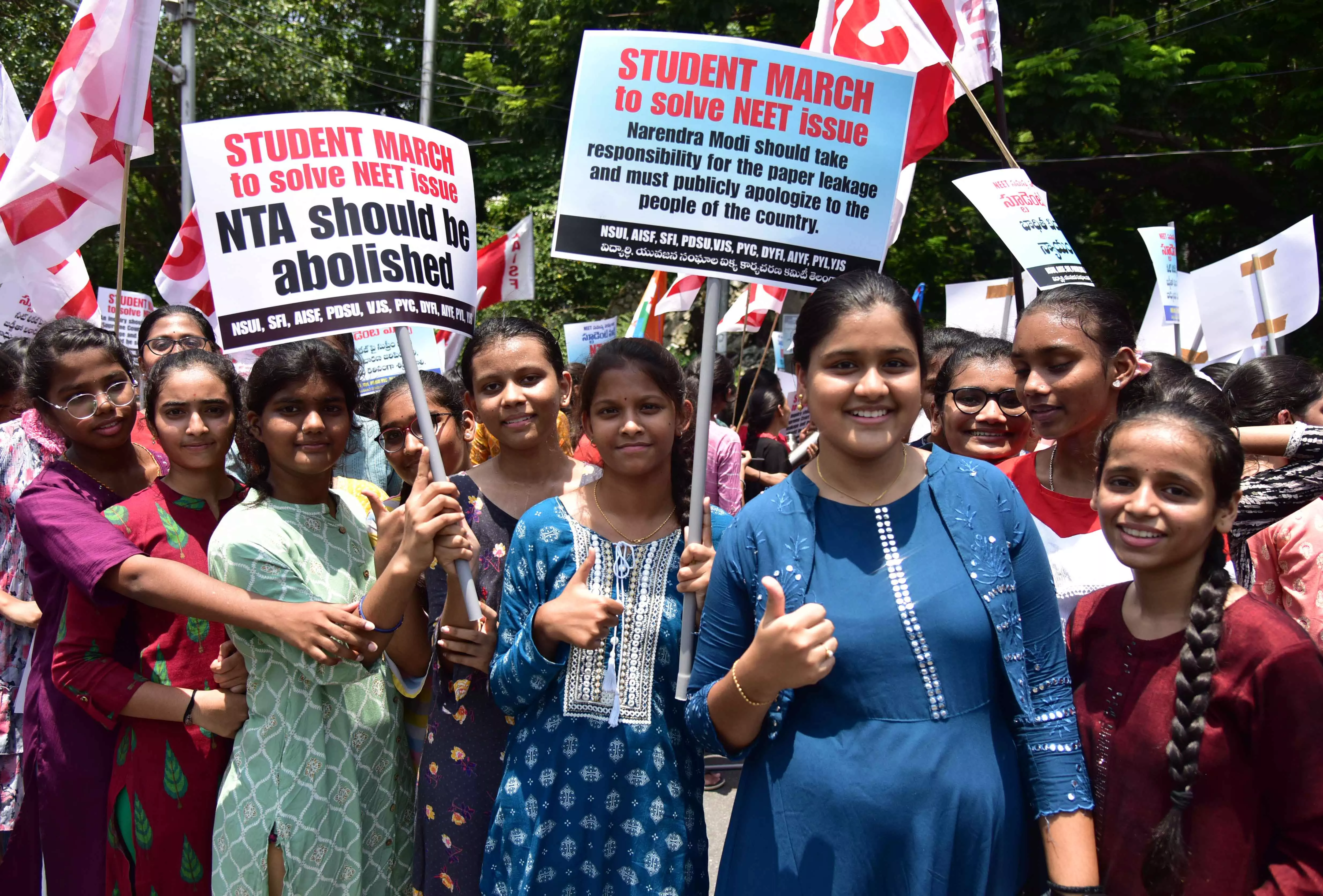 Congress, Left parties’ student wings organize protest rally on NEET fiasco in Hyderabad
