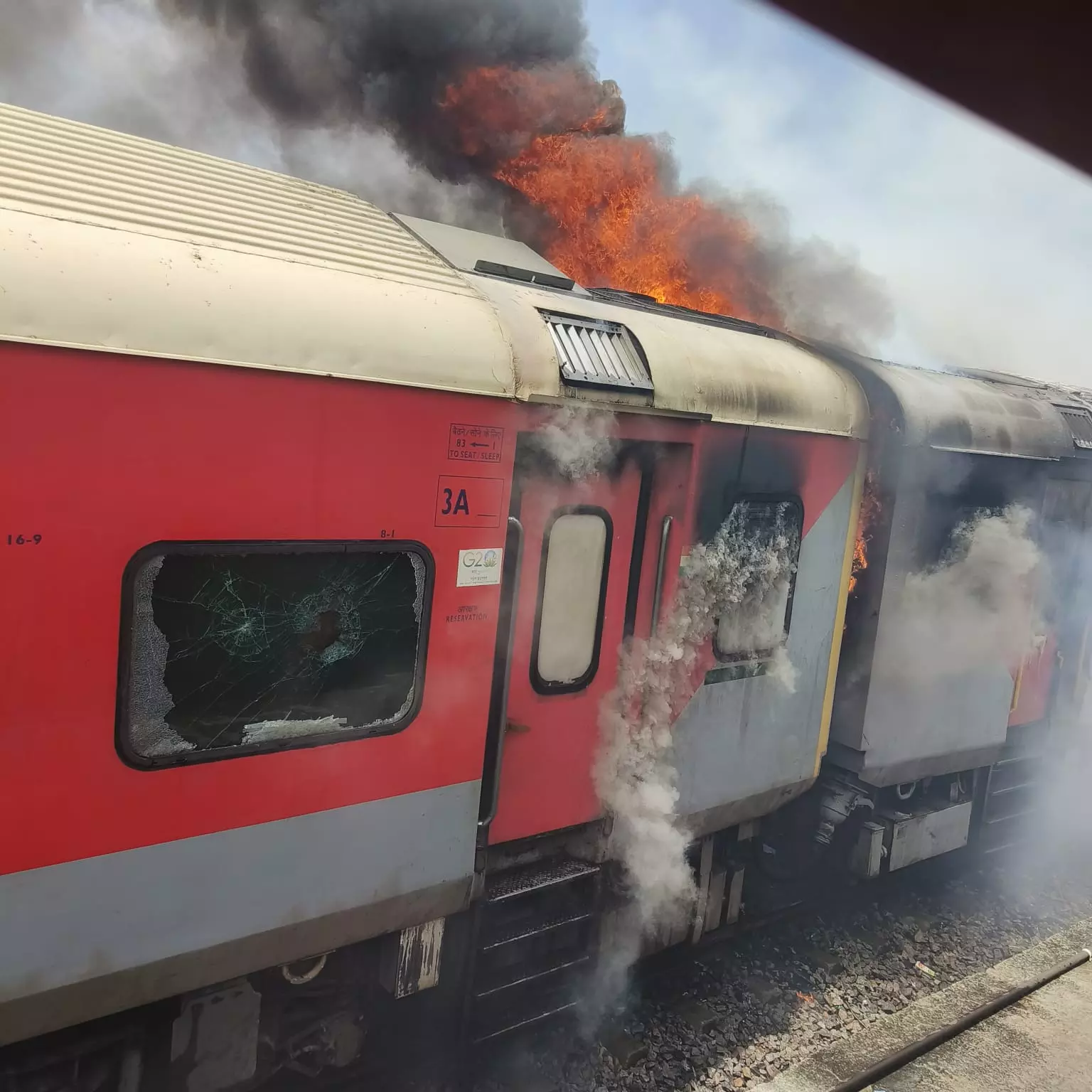 Two train coaches catch fire mysteriously near SCR office in Mettuguda