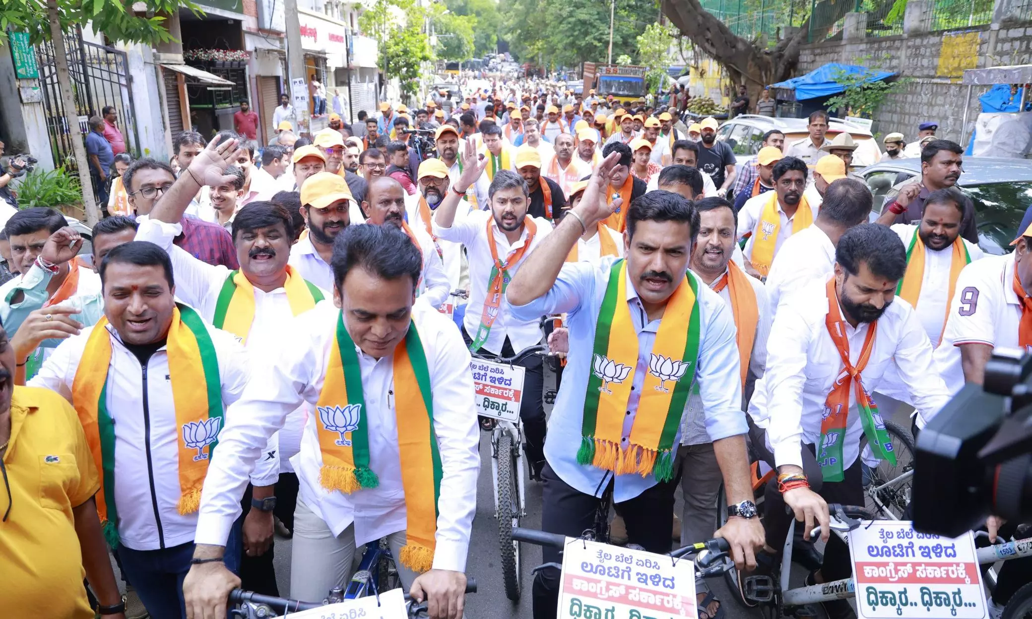 BJP holds state-wide protest in Karnataka over hike in petrol and diesel prices