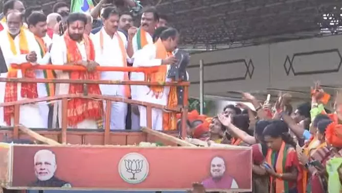 Kishan Reddy gets rousing welcome at Begumpet airport