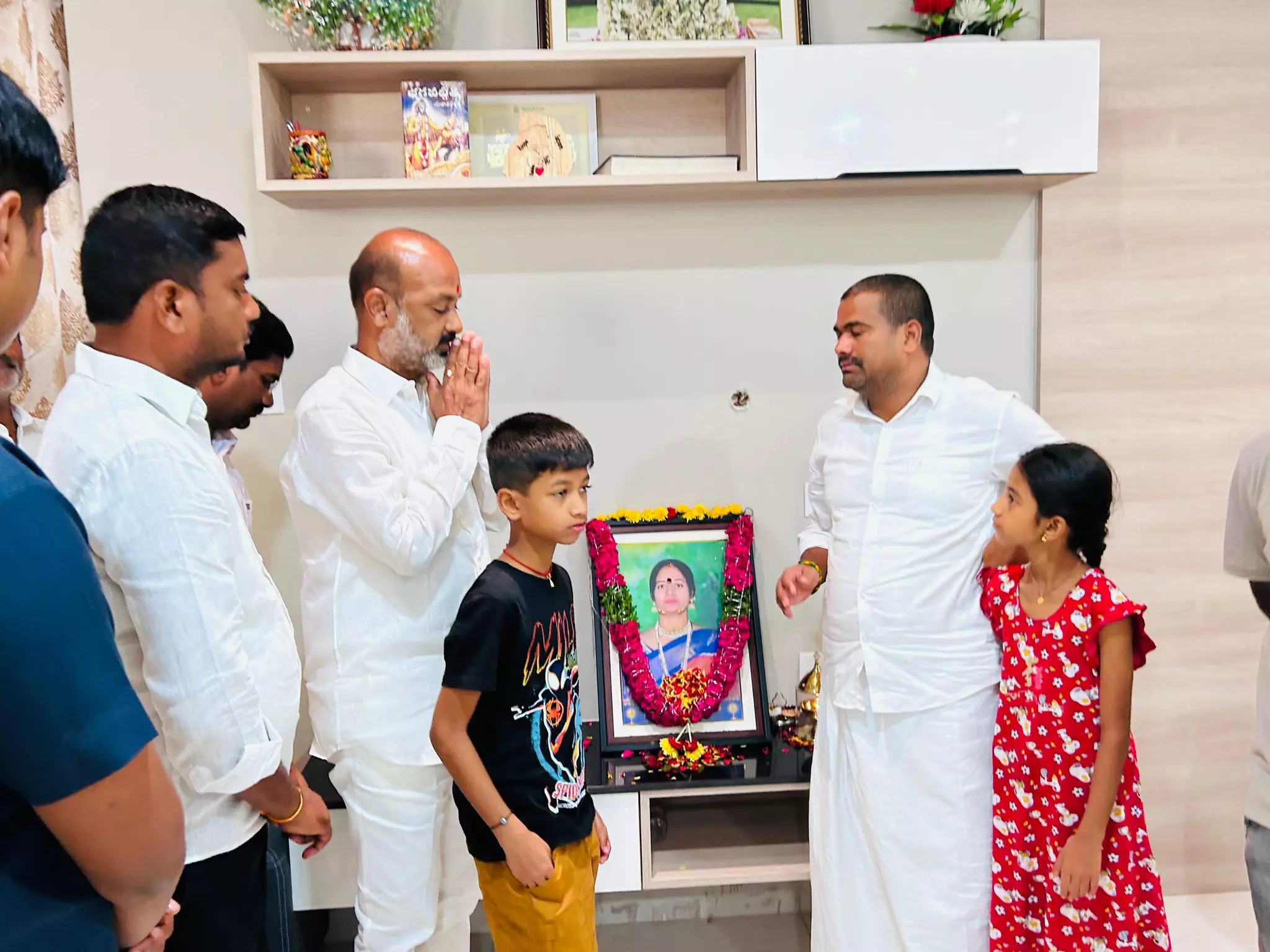 Telangana: Bandi Visits Congress MLA Medipally, Pays Tribute to Ramoji Rao