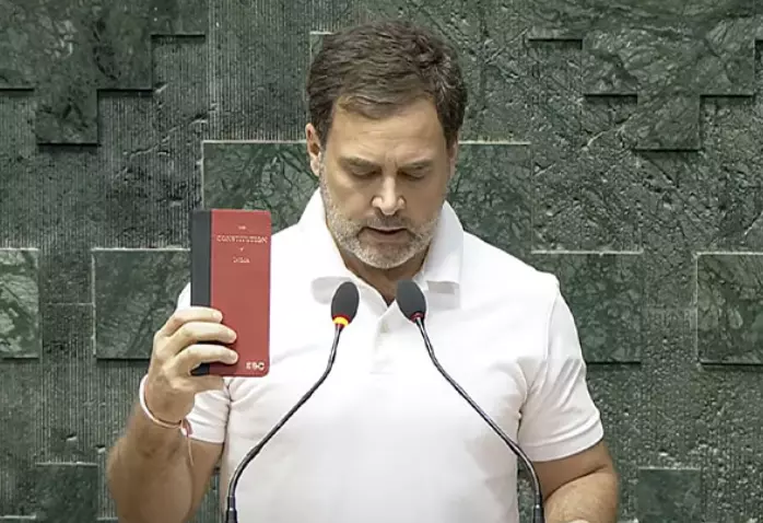 Rahul Gandhi takes oath as Lok Sabha MP with copy of Constitution in his hand