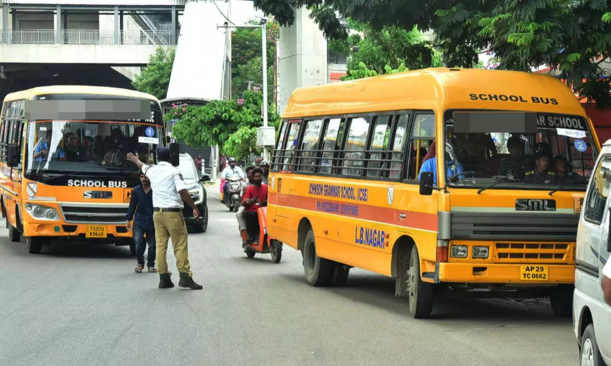 Cases Booked Against Private School Buses in Hyderabad