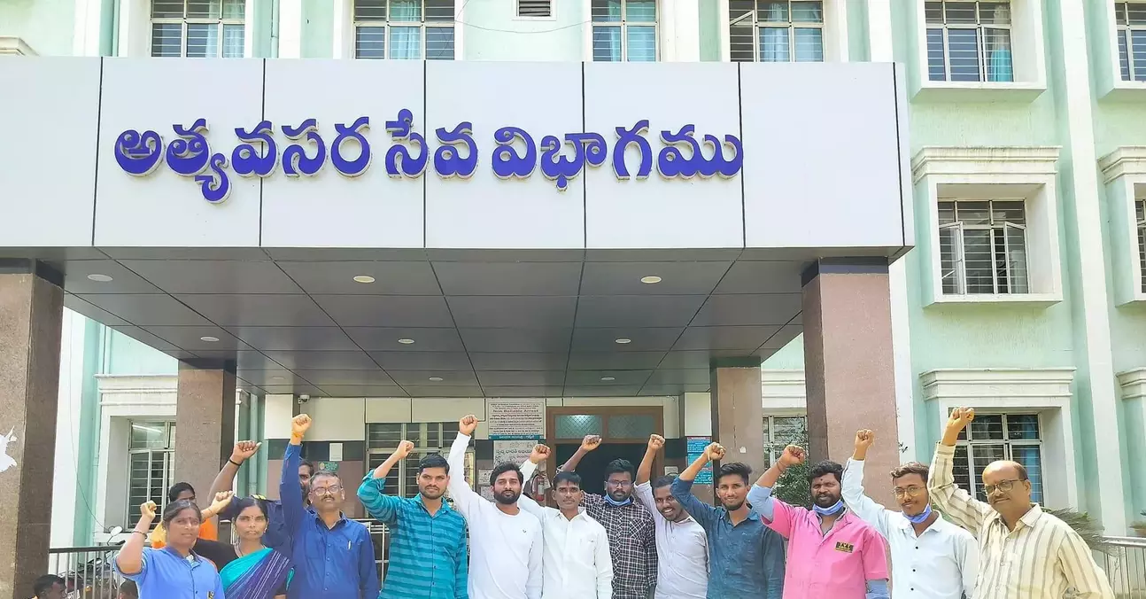 Telangana contract medical staff protest for fair wages