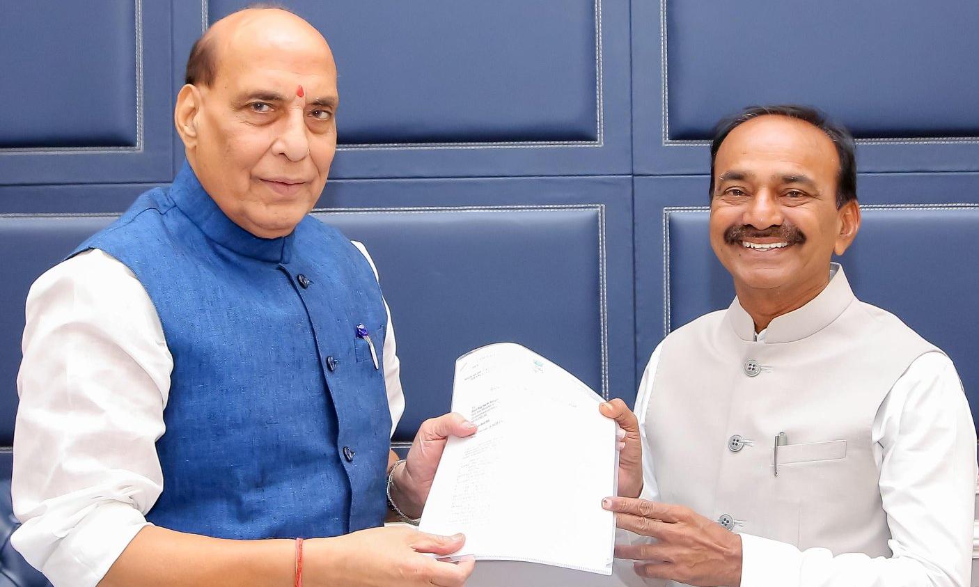 Etala Urges Rajnath to Give Clarity on Cantonment Areas to be Merged with GHMC