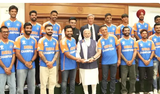 PM Modi meets victorious ICC T20 World Cup team at his residence