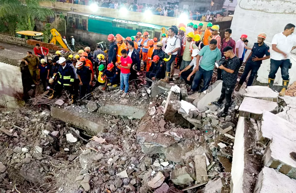 Six-storey residential building collapses in Surat city