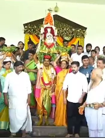 CM Revanth Reddy attends Bonalu celebrations at Praja Bhavan