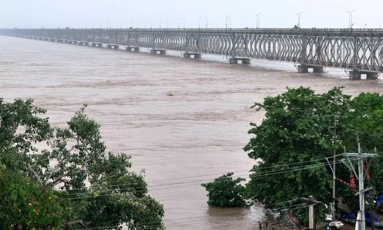 Godavari in Spate, Two Causeways in Konaseema Inundated