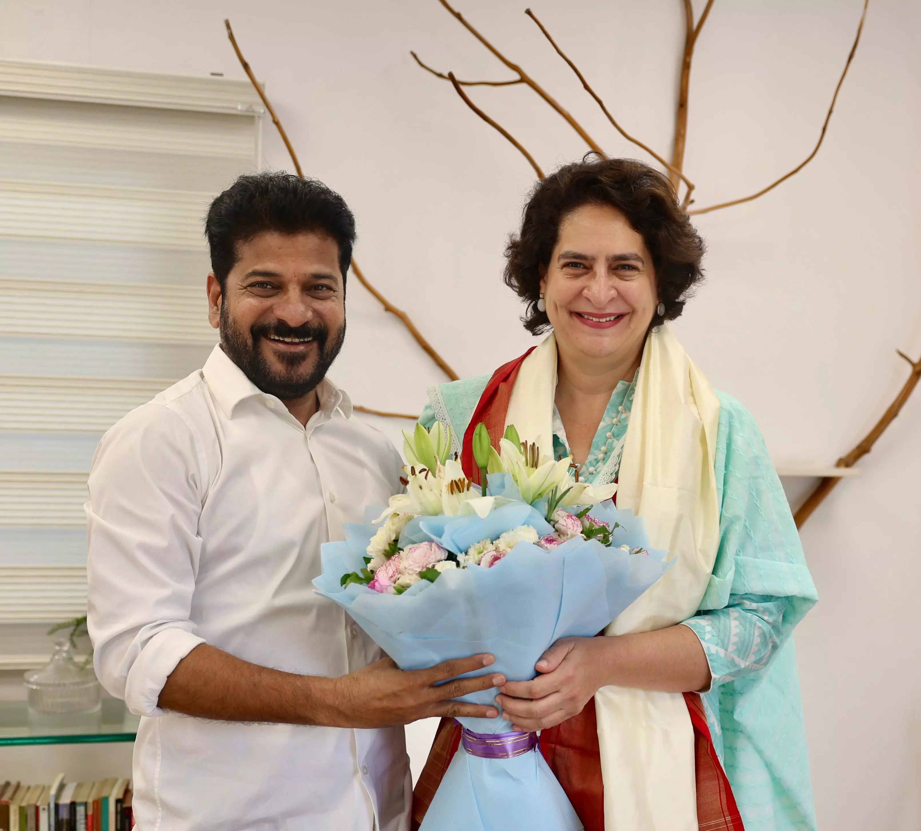 CM Revanth Reddy meets Priyanka Gandhi in New Delhi