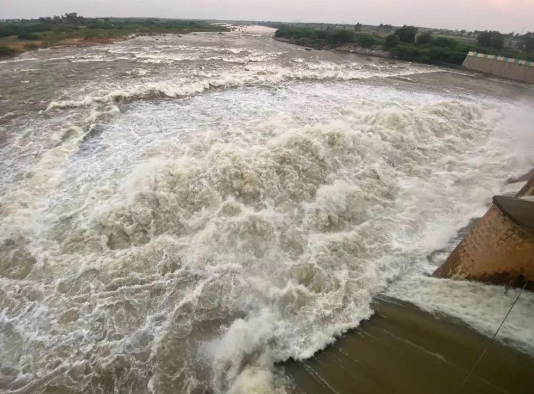 Sunkesula Barrage Releases Water Due to Heavy Rains