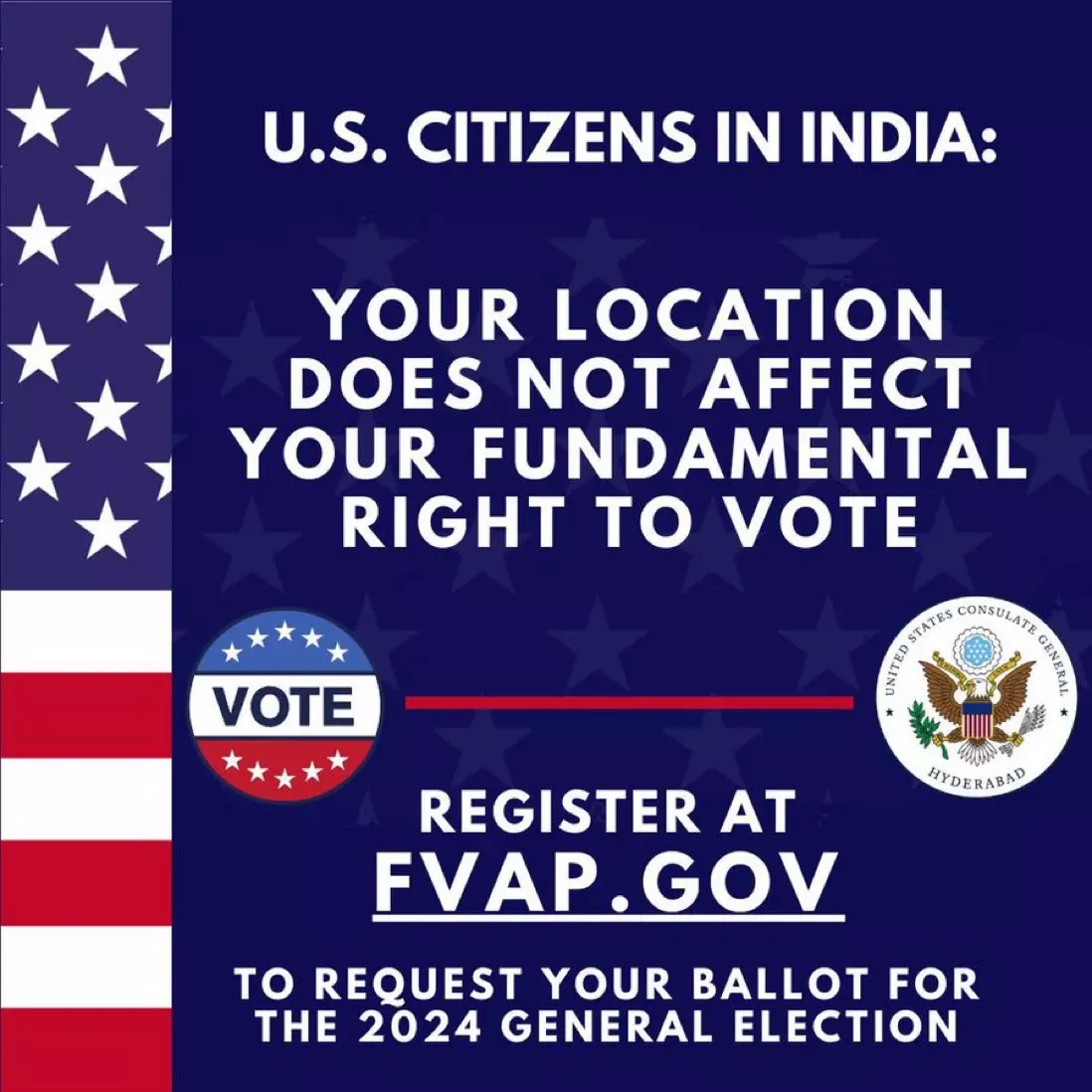 U.S. Consulate Hyderabad Tweets about Absentee Voting for Americans in India