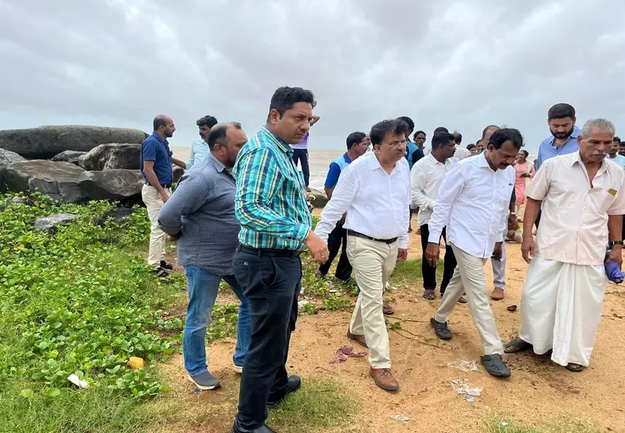 Karnataka Maritime Board CEO Inspects Sea Erosion Damage in Coastal Areas