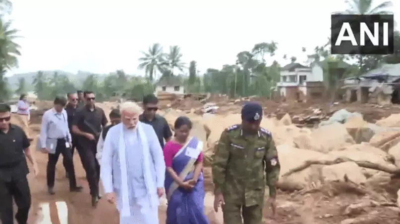 PM Modi visits landslide-affected area in Wayanad, briefed about evacuation efforts