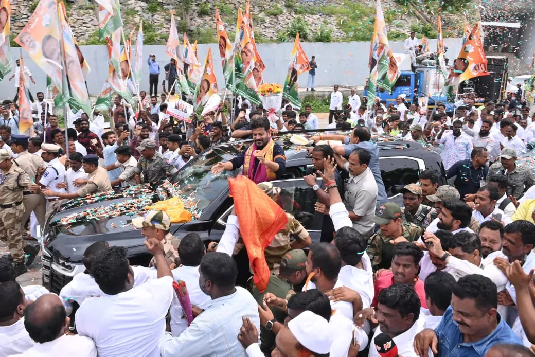 CM Revanth Reddy gets rousing welcome after returning from US, South Korea