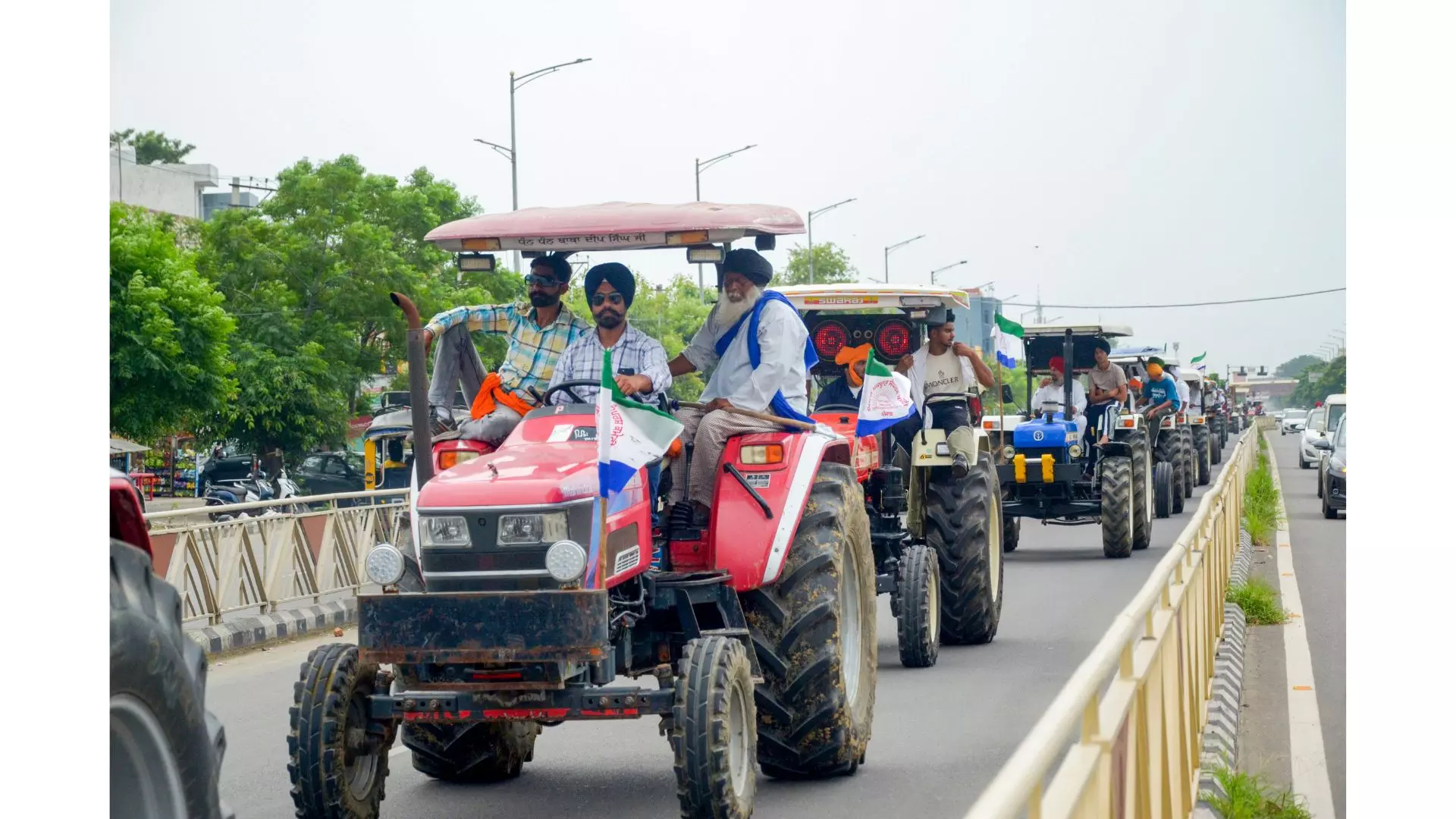 On Independence Day, farmers hold tractor marches in Punjab, Haryana