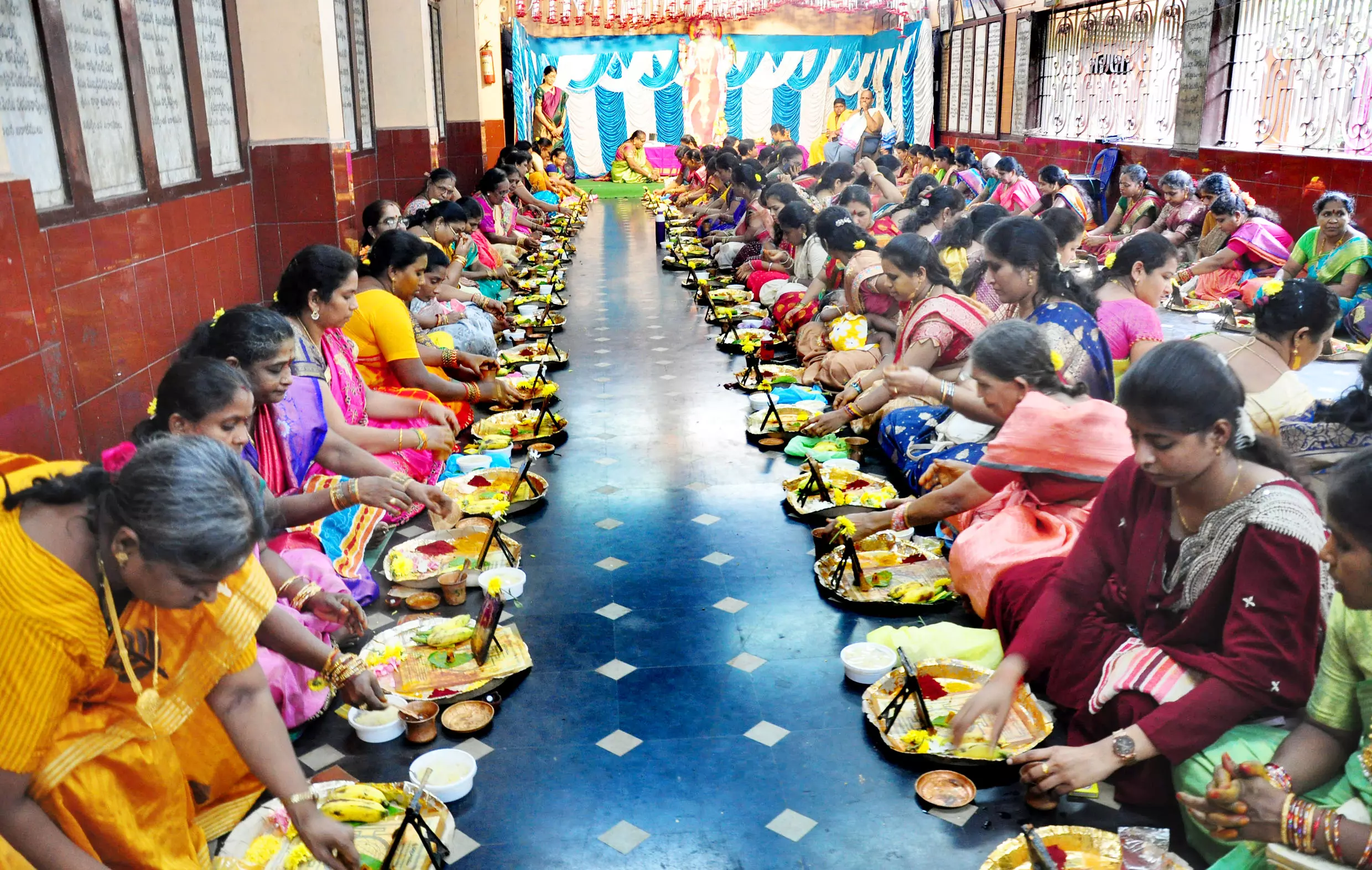 Women throng Durga temple for Vara Lakshmi Vratham