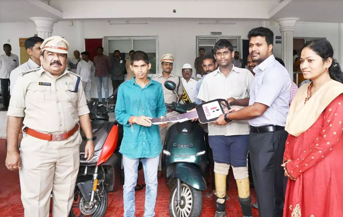 AP CM Naidu Helps Two Men With Electric Scooters