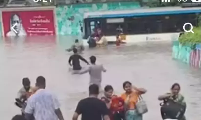 TGSRTC Suspends Driver After Bus Stranded in Floodwaters