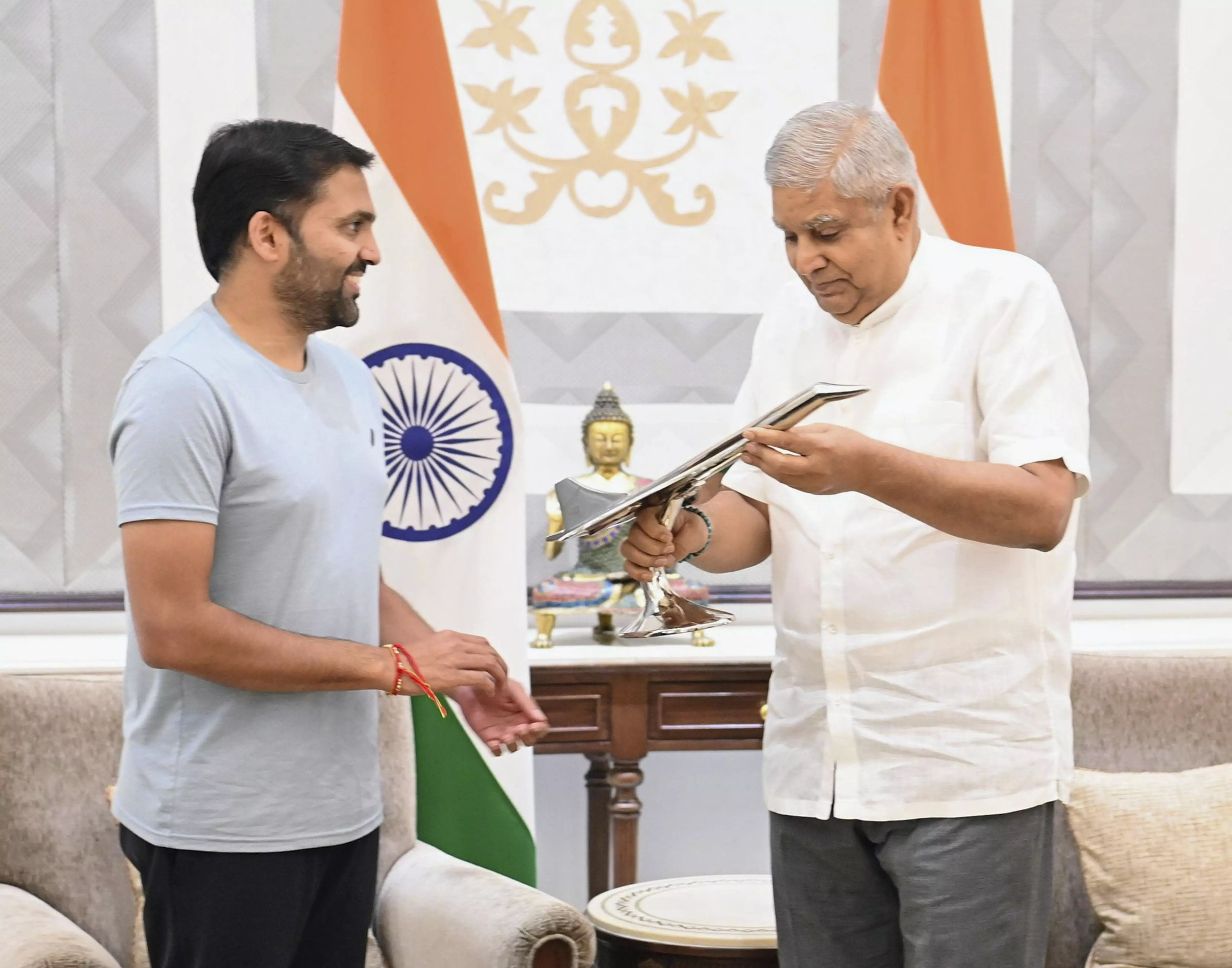 Indias first civilian astronaut Gopichand Thotakura calls on Vice President Dhankhar