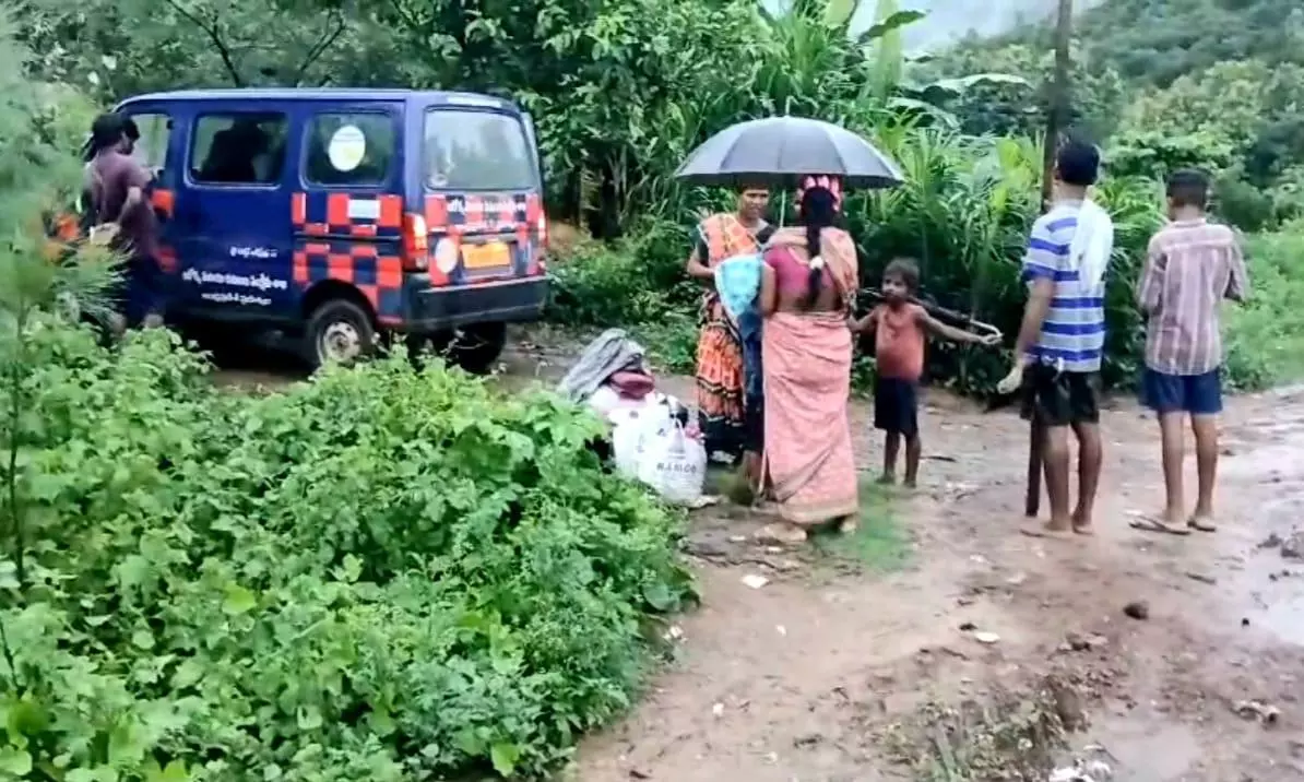 Tribesmen Carry Mother, her Newborn in Doli Amid Heavy Rain