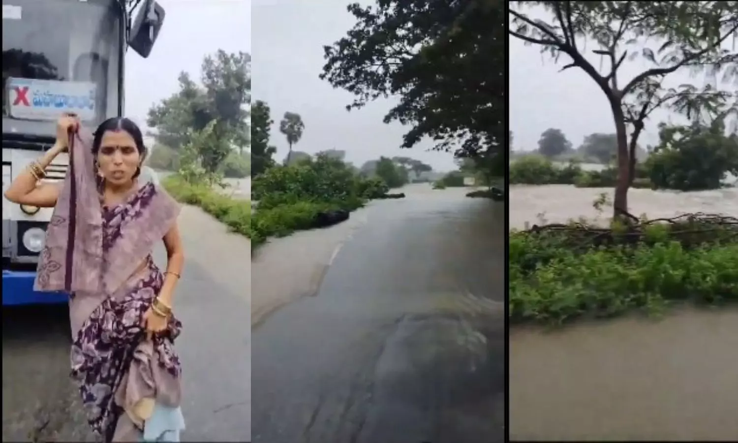 Mahabubabad: Passengers Plead for help after RTC Bus stuck in Rain Waters