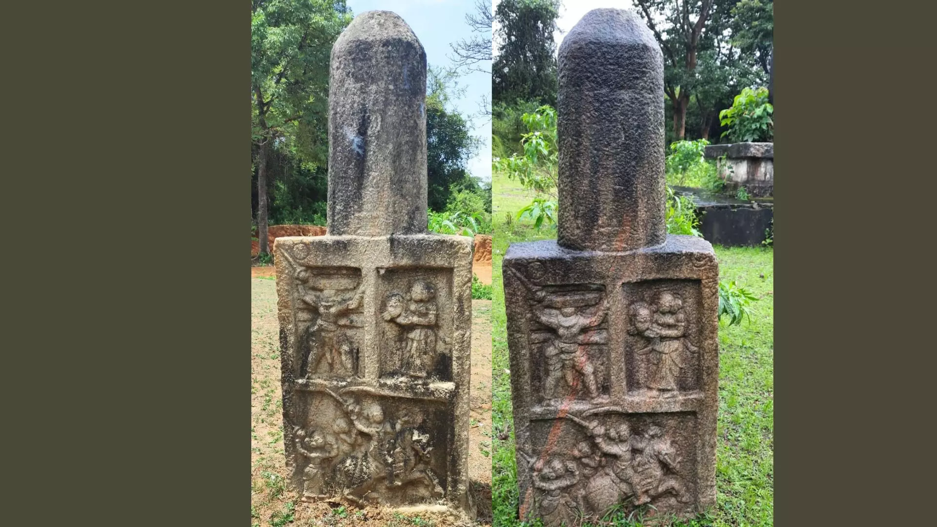 Rare Garuda Pillar Unearthed in Aragas Veerabhadra Temple