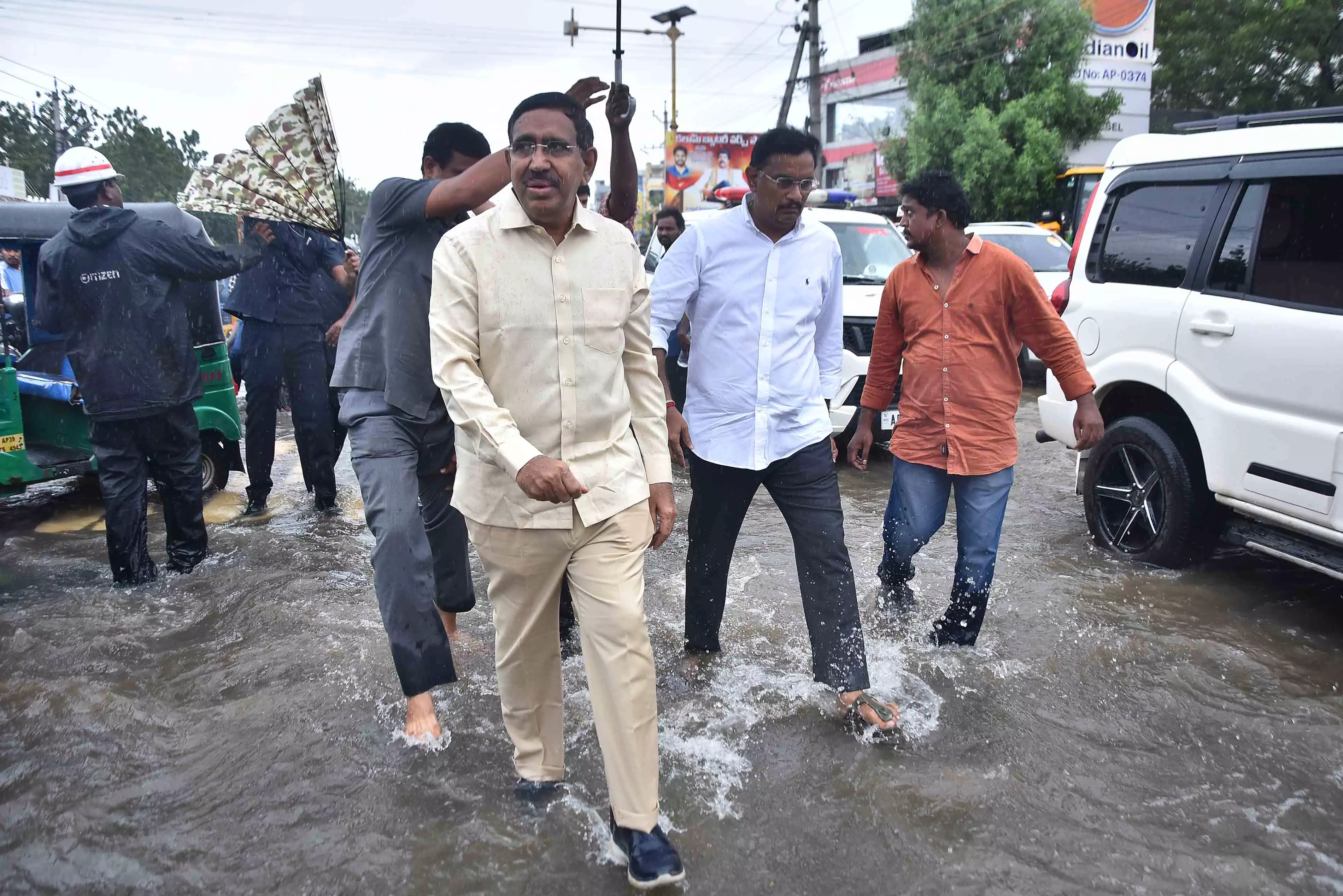 Areas abutting citys Budameru canal submerged in floodwaters