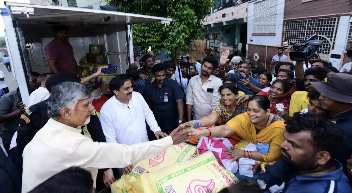 AP Government Distributes Free Ration Kits to Flood Victims in Vijayawada