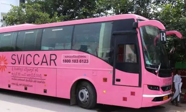 Pink bus for free cancer screening in Tirupati