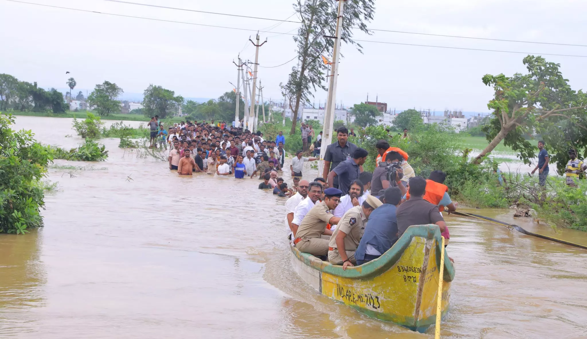 Swollen Yeleru reservoir submerges 62,000 acres of agricultural fields in Andhra