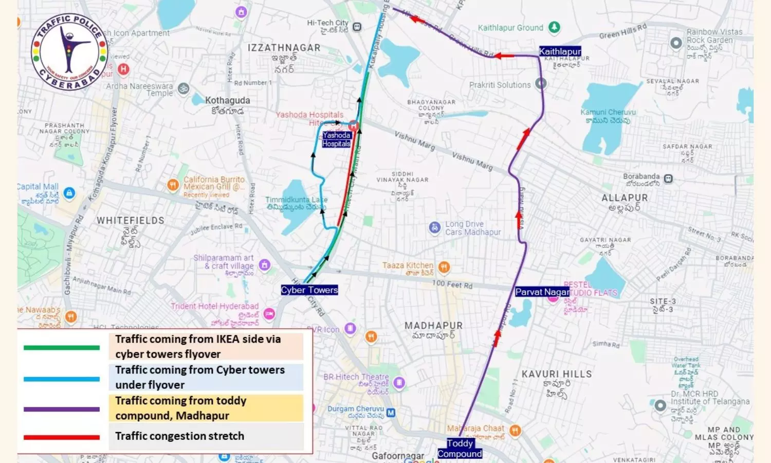 Cyberabad police impose traffic diversions from Sept.14 to 30