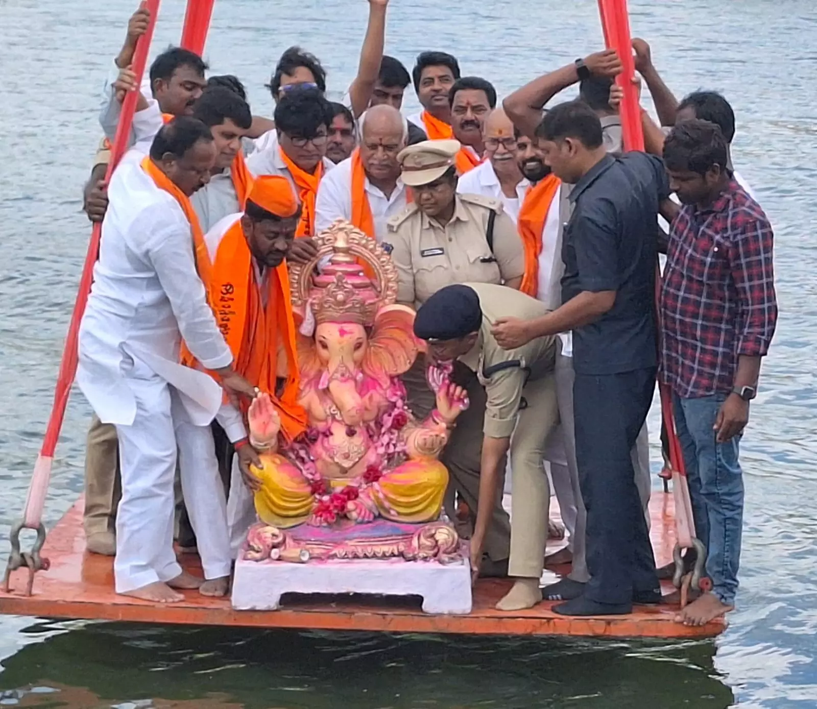 Idol Immersion goes peacefully in Bhainsa