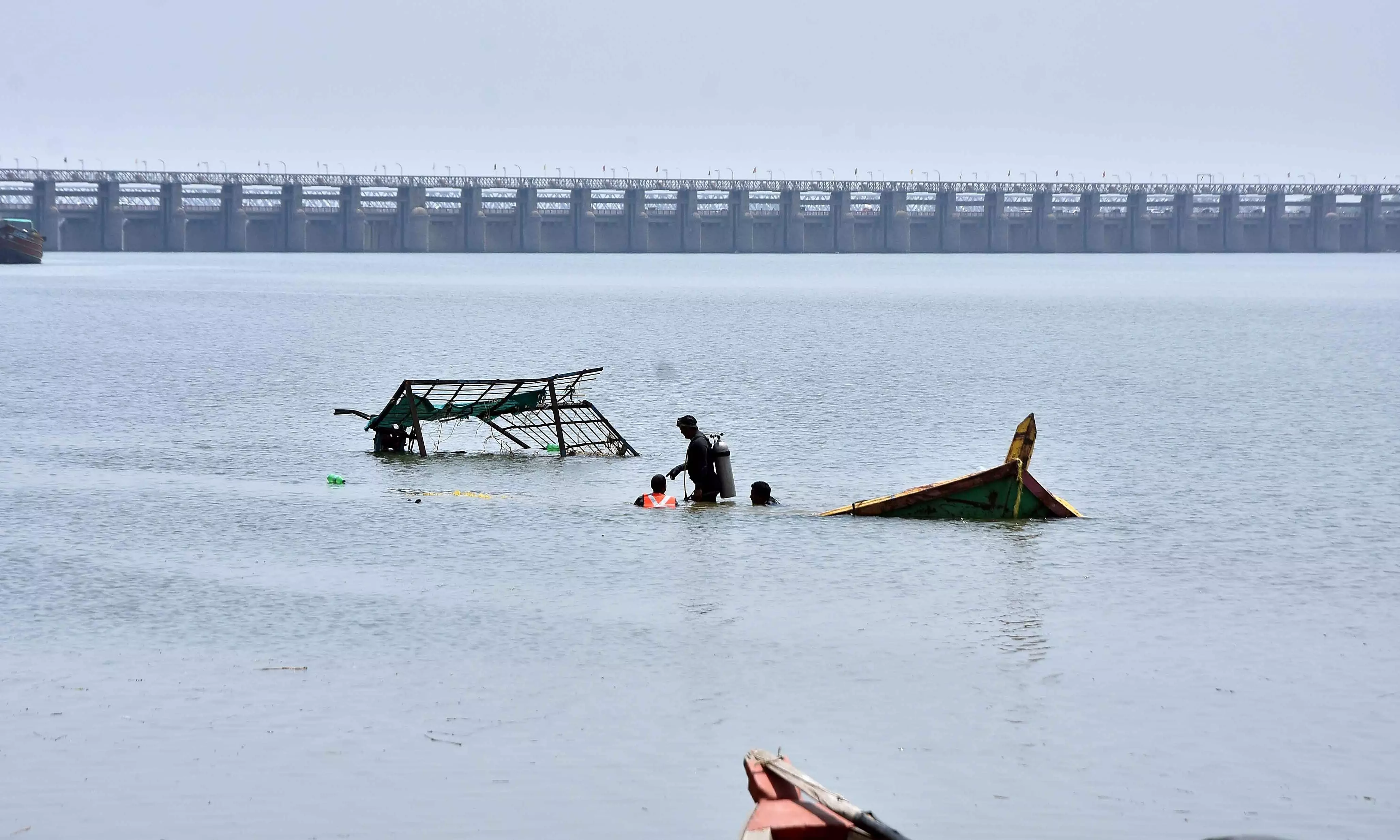 Experts Continue Efforts to Salvage Stranded Boat in Krishna River