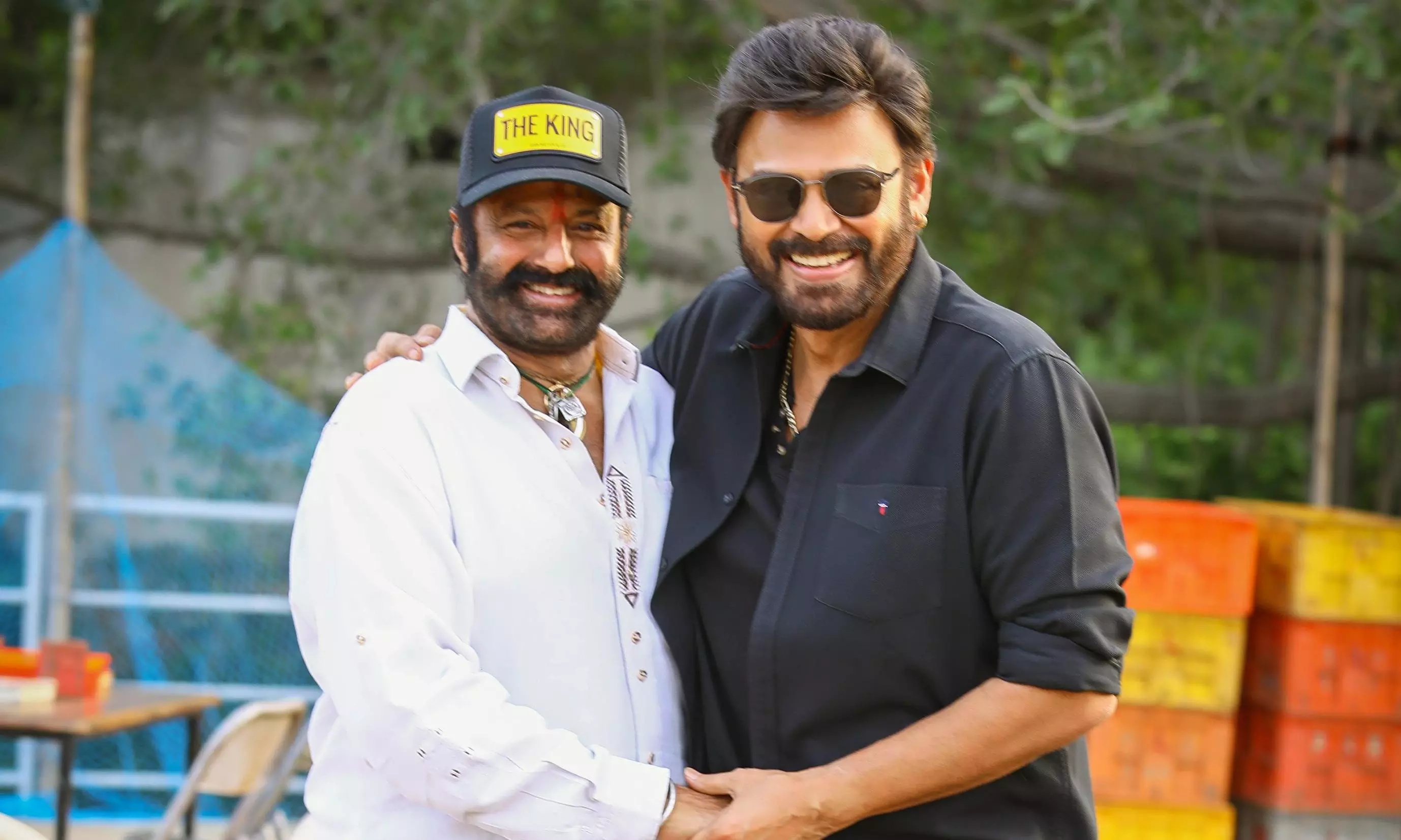 Balakrishna Visits Venkatesh, Showcases Strong Camaraderie