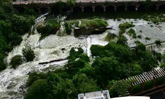 Jalpally Lake Overflows, Submerging Illegal Structures Along Its Banks