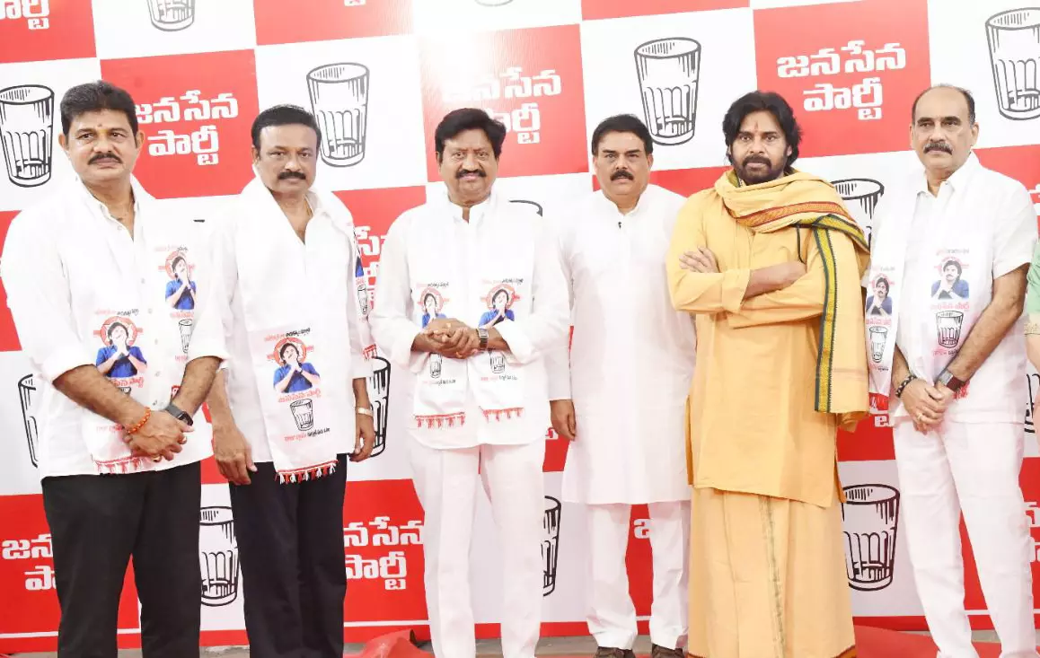 Several YSRC Leaders Join Jana Sena in Mangalagiri